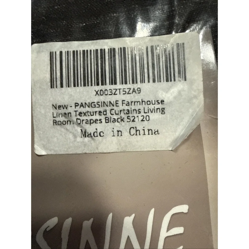Pangsinne Black Back Tab Rod Pocket Linen Curtains 52x120
